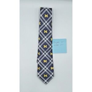 Michigan Wolverines Blue w/Yellow "M" Plaid Neck Tie By Eagles Wings